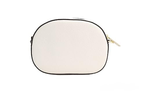 Jet Set Glam Light Cream Leather Oval Crossbody Bag Purse