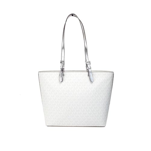 Michael Kors Jet Sest Travel Medium Double Pocket Tote, Optic White