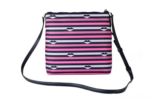 Kate Spade Crossbody Karissa Nylon Lip Print Pink Multicolor, Blue, M