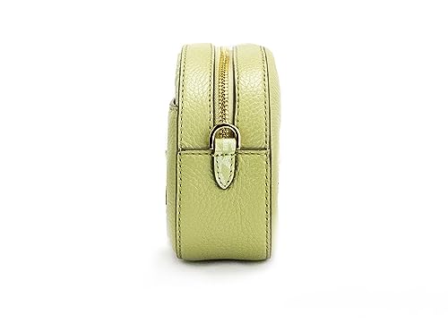 Michael Kors Jet Set Glam Light Sage Leather Front Pocket Oval Crossbody Women's Handbag, Light Sage, One Size