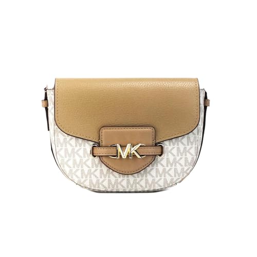 Michael Kors Reed Small Logo and Leather Crossbody Bag, Camel Multi