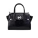 Michael Kors Carmen Medium Crocodile Embossed Belted Satchel Black, Black