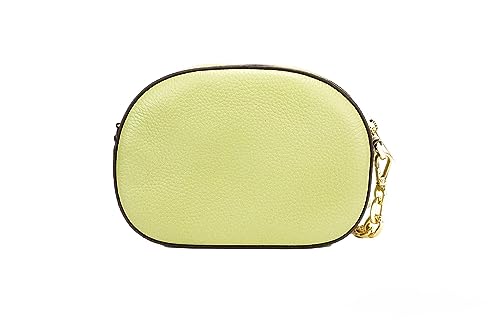 Michael Kors Jet Set Glam Light Sage Leather Front Pocket Oval Crossbody Women's Handbag, Light Sage, One Size