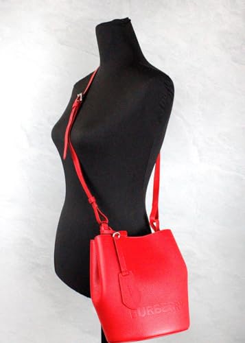 Burberry Leather SM Lorne Branded Bag Small Crossbody Crossbody Crossbody Leather Bucket Bag, Red