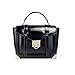 Michael Kors Manhattan Medium Contrast-Trim Leather Satchel, Metallic Black