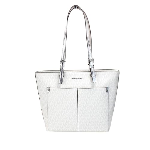 Michael Kors Jet Sest Travel Medium Double Pocket Tote, Optic White