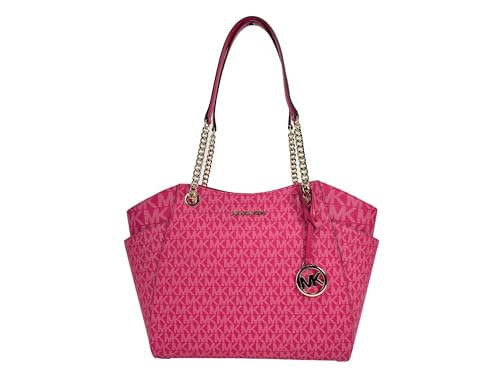 Michael Kors Jet Set Travel, White, Electric Pink Multi, Large