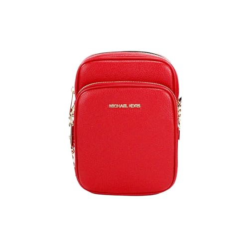 Michael Kors Jet Set Travel Signature PVC Medium Logo Chain Crossbody Flight Bag, Bright Red