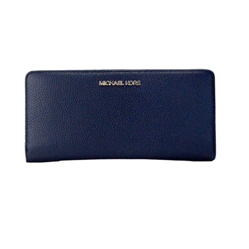 Michael Kors Jet Set Travel Continental Leather Wallet/Wristlet Navy Gold, NS