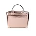 Michael Kors Manhattan Medium Contrast-Trim Leather Satchel, Metallic Primrose