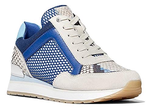 Michael Michael Kors Maddy Mixed-Media Trainer Sneakers Size, Electric Blue, 4 UK