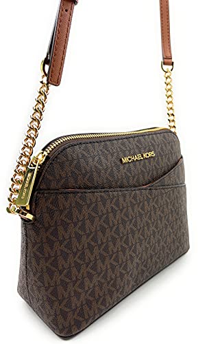 Michael Kors Jet Set Medium Crossbody Leather Handbag (BROWN)