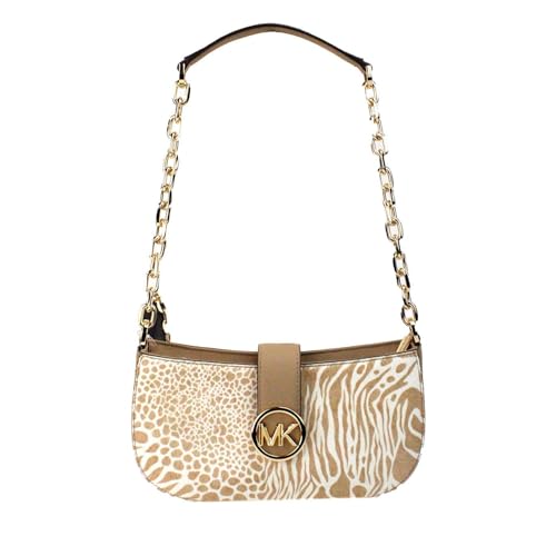 Michael Kors Carmen Small Animal Print Calf Hair Shoulder Bag Handbag, Camel