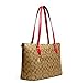 COACH Women's Gallery Tote in Signature Canvas, Khaki - Electric Red