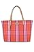 Tory Burch Womens 146732 Emerson Gold-Tone Hardware Mesh Woven E/W Market Tote Bag,, 650 Pink/Red Plaid