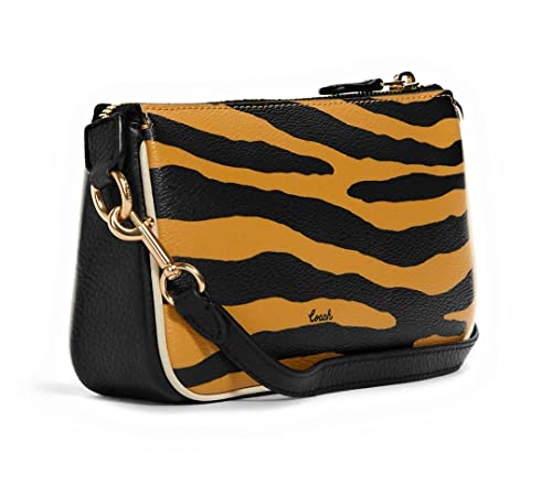 COACH Women's Nolita 19 Bag Purse, Im/Honey/Black Multi With Tiger Print, L