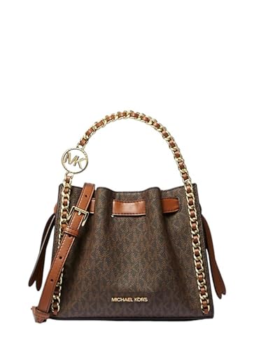 Michael Kors Mina Small Signature Logo Chain Crossbody Bag (Brown Signature), Brown Signature, Small