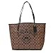 COACH Women's City Tote, Signature Canvas - Varsity Motif - Khaki/Amazon Green, L