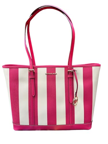 Michael Kors Jet Set Saffiano Large Leather Tote Bag (Electric Pink Multi), Multi, Large