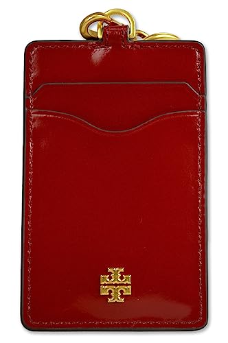 Tory Burch Women's 139338 Emerson Smooth Leather ID Badge Key Ring Wallet Bag (606 Lipstick Red), 606 Lipstick Red, Wallet