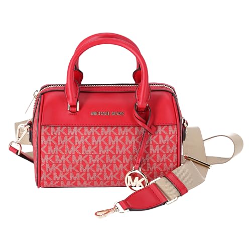 Michael Kors Jet Set Travel XS MINI EXTRA SMALL Duffle Bag Crossbody Bright Red MK Signature, Bright Red, XS, Crossbody