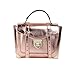 Michael Kors Manhattan Medium Contrast-Trim Leather Satchel, Metallic Primrose