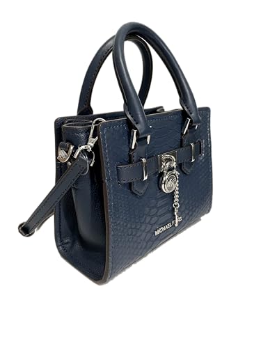 Michael Kors Hamilton XS Small Leather Satchel Crossbody Bag Purse, Navy