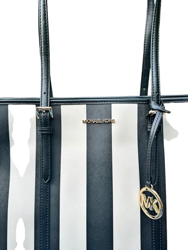 Michael Michael Kors Large Tote Black Stripe, Black and White