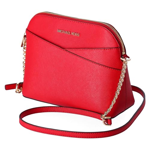 Michael Kors Jet Set Travel Medium Dome Crossbody Bag Saffiano Leather, Bright Red