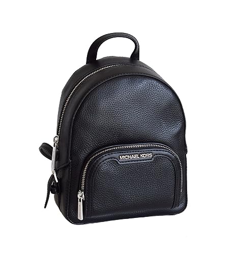 Michael Kors Jaycee XS Convertible Zip Pocket Backpack Bag Leather Black, Black, M, Approximate Measurements: 7"(l) X 9"(h) X 3"(w)