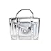 Michael Kors Manhattan Medium Contrast-Trim Leather Satchel, Metallic Silver