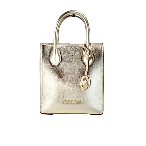 Michael Kors Mercer Extra-Small Patent Crossbody Bag Handbag, Pale Gold