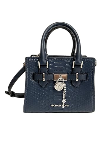 Michael Kors Hamilton XS Small Leather Satchel Crossbody Bag Purse, Navy