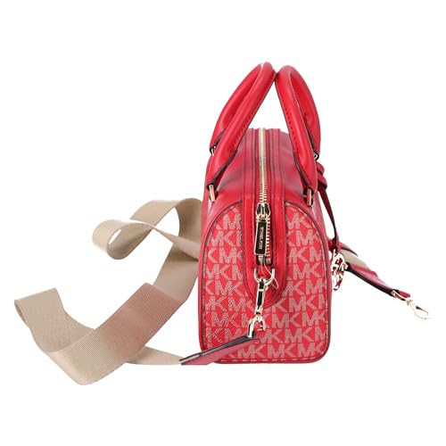 Michael Kors Jet Set Travel XS MINI EXTRA SMALL Duffle Bag Crossbody Bright Red MK Signature, Bright Red, XS, Crossbody