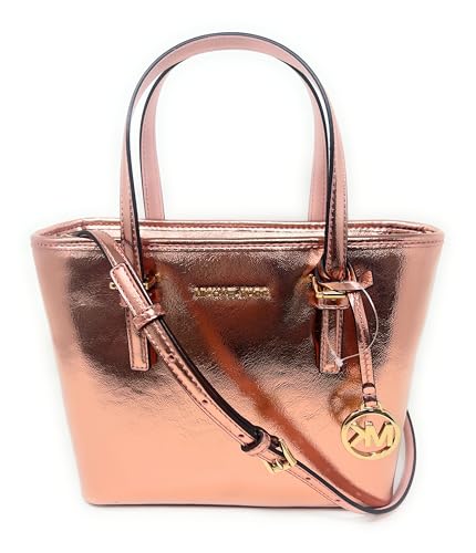 Michael Kors Jet Set Travel Small Carryall Convertible Top Zip Tote Saffiano Leather Crossbody Bag Purse Handbag (PrimRose), Primerose