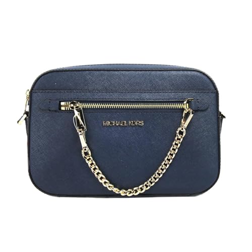 Michael Kors Jet Set Large East West Zip Chain Crossbody Bag Navy Leather, Navy