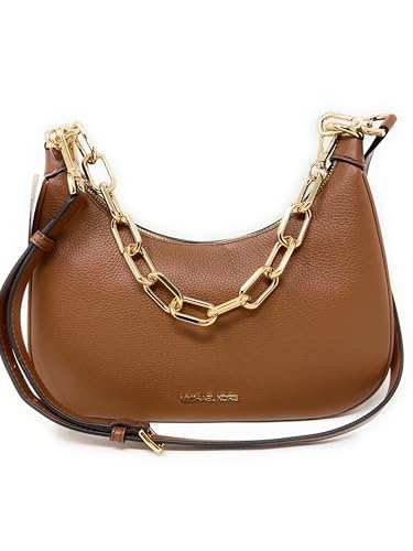 Michael Kors Cora Large Zip Pouchette Chain Shoulder Crossbody Bag Luggage, Luggage, Medium, 35R3GM9M1L