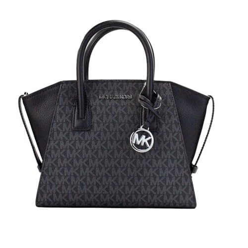 Michael Michael Kors Avril Small Logo Top-Zip Satchel, Black Logo