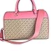 Michael Kors MK Jet Set Travel Medium Duffle Bag Satchel MK Signature, Tea Rose, Satchel