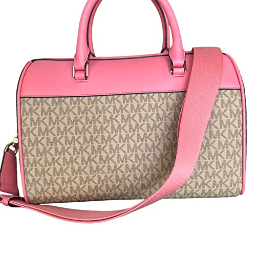 Michael Kors MK Jet Set Travel Medium Duffle Bag Satchel MK Signature, Tea Rose, Satchel