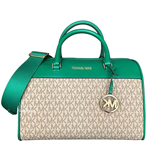 Michael Kors MK Jet Set Travel Medium Duffle Bag Satchel MK Signature, Palmetto Green, Satchel