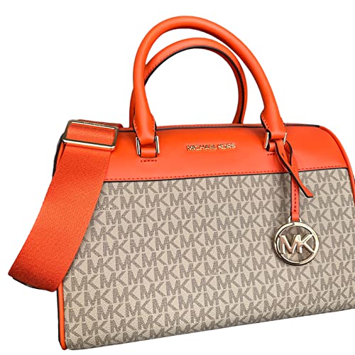 Michael Kors MK Jet Set Travel Medium Duffle Bag Satchel MK Signature, Poppy Orange, Satchel