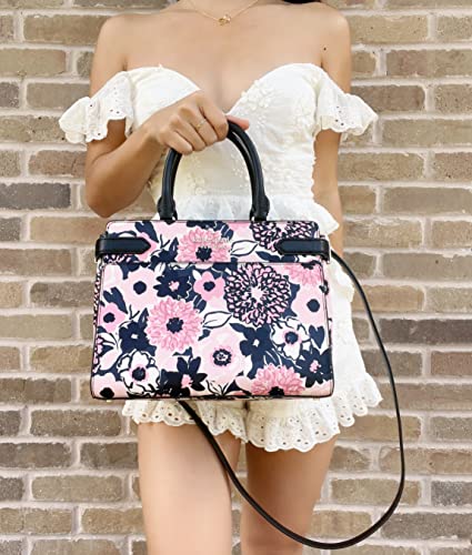 Kate Spade Staci Medium Dahlia Floral Printed Leather Crossbody Satchel Pink, Pink