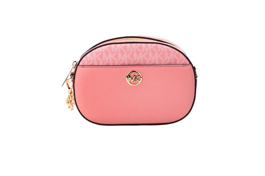 Michael Kors JET SET GLAM SMALL FRONT POCKET OVAL CROSSBODY BAG TEA ROSE, Tea Rose