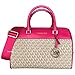 Michael Kors MK Jet Set Travel Medium Duffle Bag Satchel MK Signature, Carmine Pink, Satchel