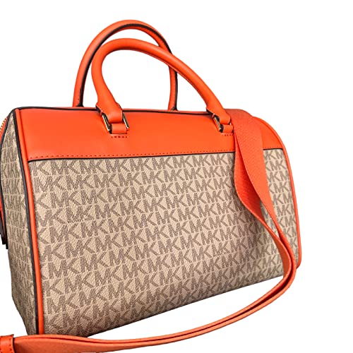 Michael Kors MK Jet Set Travel Medium Duffle Bag Satchel MK Signature, Poppy Orange, Satchel