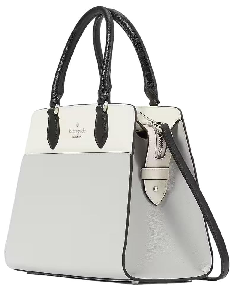 Kate Spade New York Madison Medium Satchel Saffiano Leather Handbag, Platinum Grey