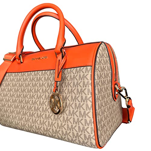 Michael Kors MK Jet Set Travel Medium Duffle Bag Satchel MK Signature, Poppy Orange, Satchel