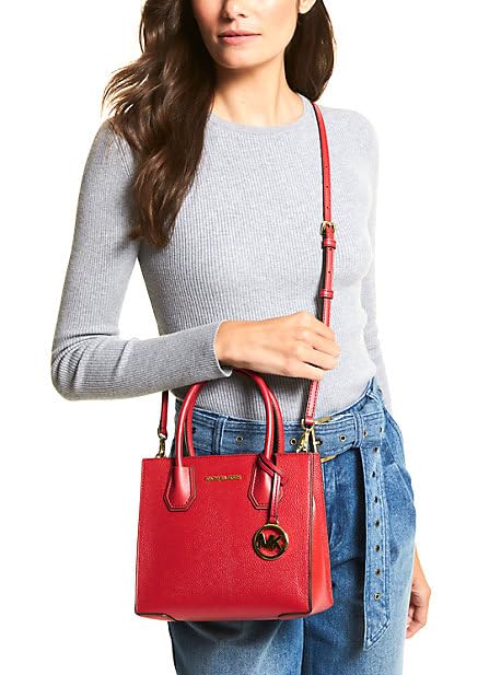 Michael Kors MERCER MEDIUM MESSENGER CROSSBODY SATCHEL POWDER, Bright Red