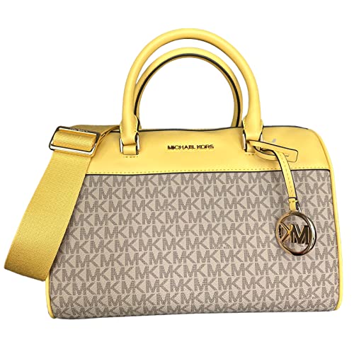 Michael Kors MK Jet Set Travel Medium Duffle Bag Satchel MK Signature, Daffodil Yellow, Satchel